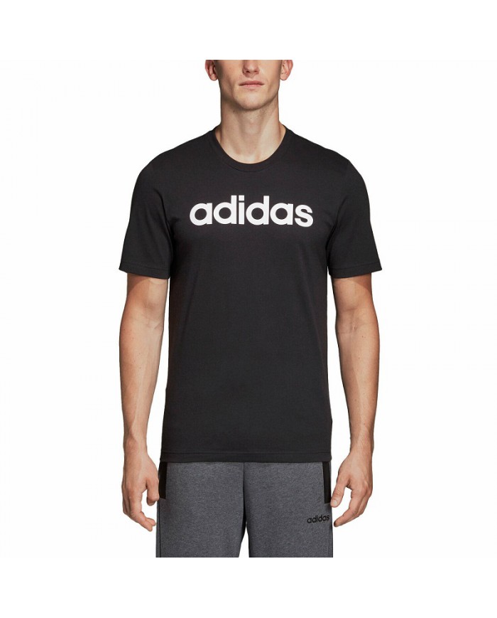 Maglia da Uomo Adidas T-Shirt Essential Linear Cotone Running Nero DU0404