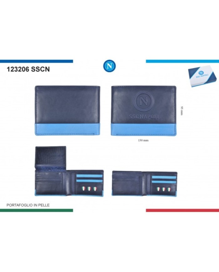 Portafoglio in Pelle SSC Napoli Ufficiale Blu 123206SSCN Portafoglio in Pelle SSC Napoli Ufficiale Blu 123206SSCN