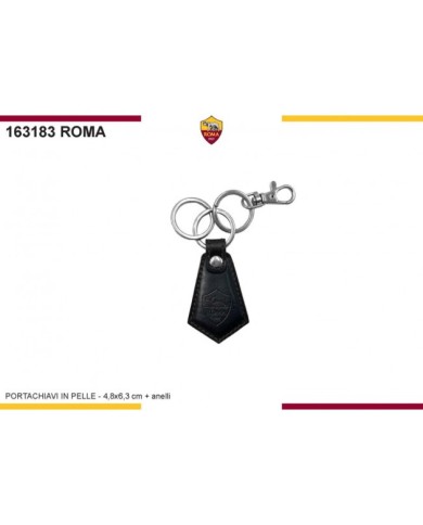 Portachiavi in Pelle a Rombo AS Roma Prodotto Ufficiale Nero 163183ROMA Portachiavi in Pelle a Rombo AS Roma Prodotto Ufficiale Nero 163183ROMA