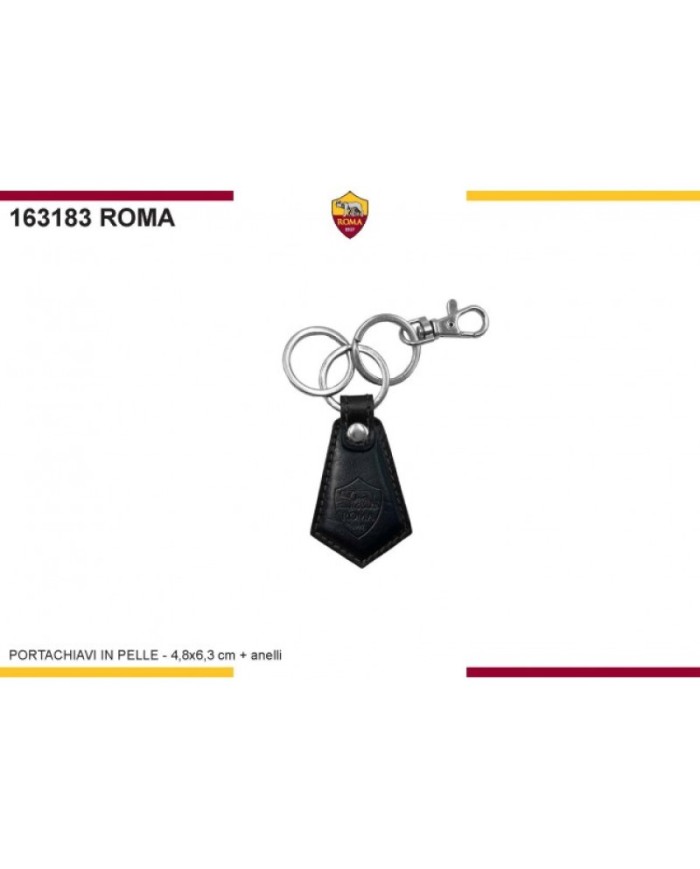 Portachiavi in Pelle a Rombo AS Roma Prodotto Ufficiale Nero 163183ROMA