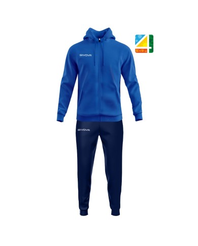 Tuta KING 4 SEASONS Givova con Cappuccio TT014 Unisex Azzurro Blu TT0140204