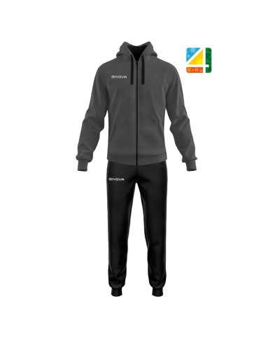 Tuta KING 4 SEASONS Givova con Cappuccio TT014 Unisex Grigio Nero TT0142310