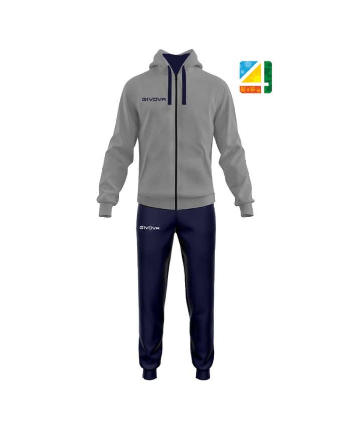 Tuta KING 4 SEASONS Givova con Cappuccio TT014 Unisex Grigio Blu TT0144304 Tuta KING 4 SEASONS Givova con Cappuccio TT014 Unisex Grigio Blu TT0144304