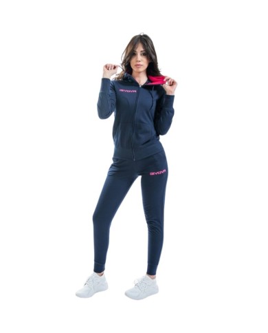Tuta Givova KING DONNA COTONE TERRY TR028 con Cappuccio Blu Fuxia TR0280406 Tuta Givova KING DONNA COTONE TERRY TR028 con Cappuccio Blu Fuxia TR0280406