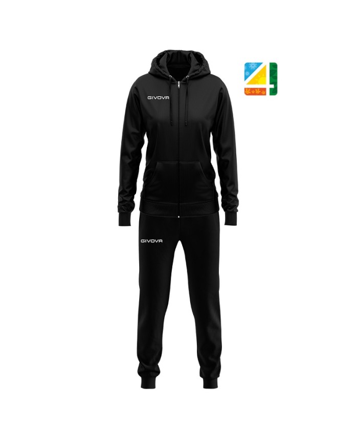 Tuta Givova KING DONNA COTONE TERRY TR028 con Cappuccio Nero TR0281010 Tuta Givova KING DONNA COTONE TERRY TR028 con Cappuccio Nero TR0281010