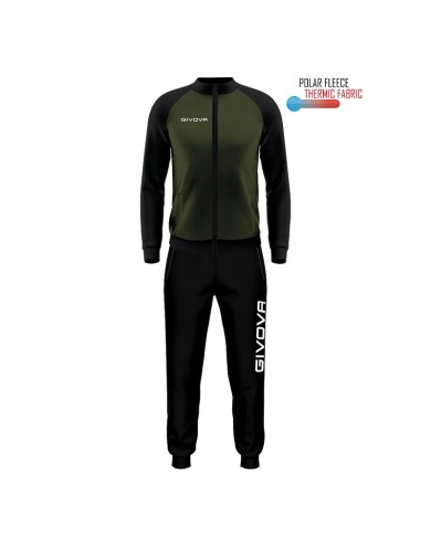 Tuta CUBA Givova Verde Militare Nero Unisex Micropile FullZip TR0345110 Tuta CUBA Givova Verde Militare Nero Unisex Micropile FullZip TR0345110