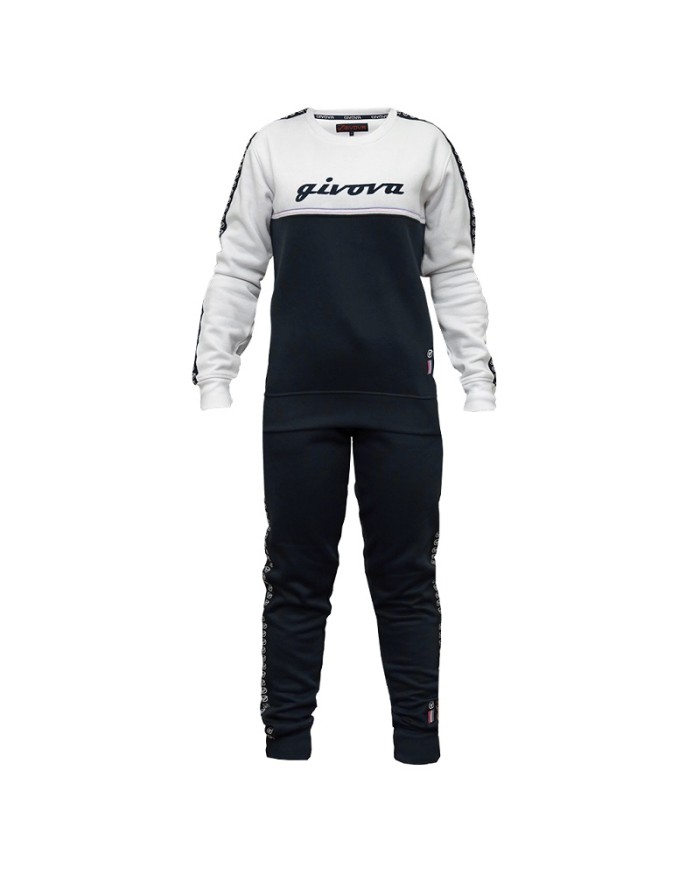 Tuta ITALIA 100 DONNA Givova LFD01 Felpata Girocollo Bianco Blu LFD010304 Tuta ITALIA 100 DONNA Givova LFD01 Felpata Girocollo Bianco Blu LFD010304