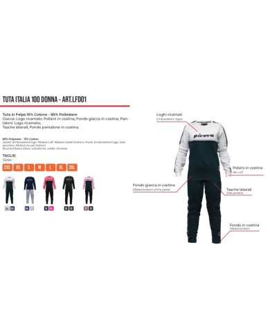 TUTA DONNA 100 G/COLLO CON BANDA IN FELPA NERO/FUXIA Tg. M TUTA DONNA 100 G/COLLO CON BANDA IN FELPA NERO/FUXIA Tg. M