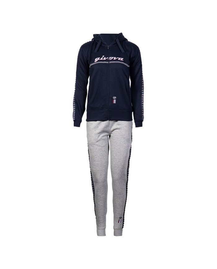 TUTA DONNA 101 CON BANDA E CAPPUCCIO IN FLEECE BLU/GRIGIO CHIARO Tg. M TUTA DONNA 101 CON BANDA E CAPPUCCIO IN FLEECE BLU/GRIGIO CHIARO Tg. M