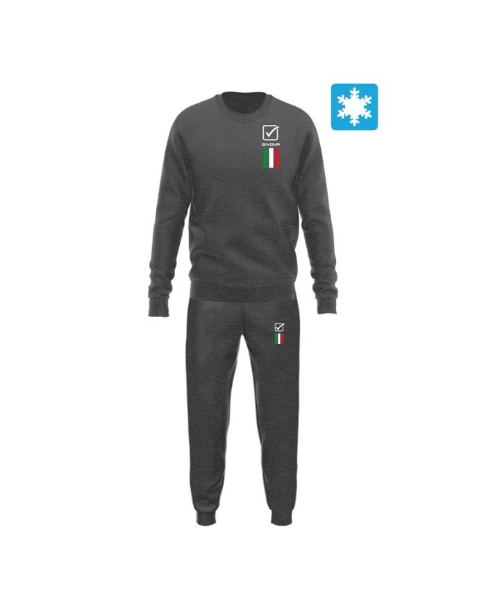Tuta da Uomo ITALIA 100 Givova LIM01 Felpata Girocollo Grigio Scuro LIM010044 Tuta da Uomo ITALIA 100 Givova LIM01 Felpata Girocollo Grigio Scuro LIM010044