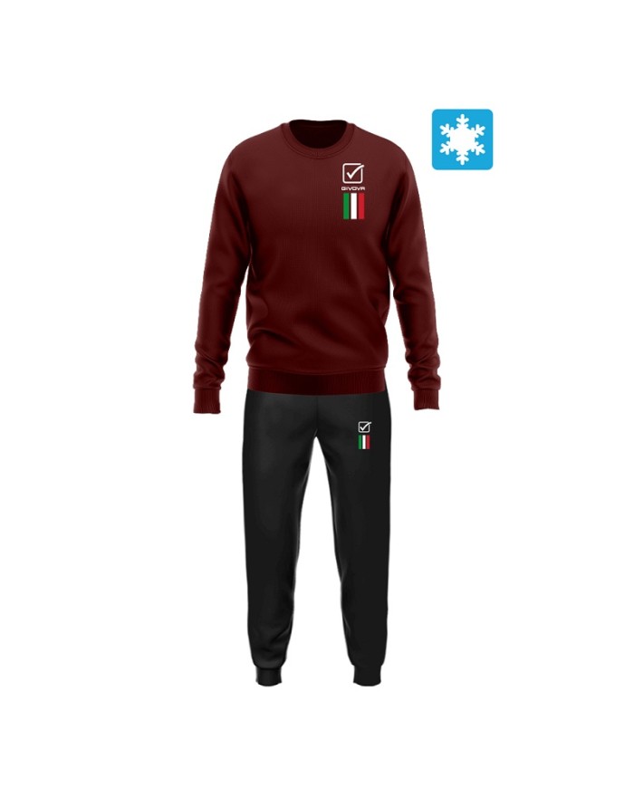 Tuta da Uomo ITALIA 100 Givova LIM01 Felpata Girocollo Granata Nero LIM010810 Tuta da Uomo ITALIA 100 Givova LIM01 Felpata Girocollo Granata Nero LIM010810
