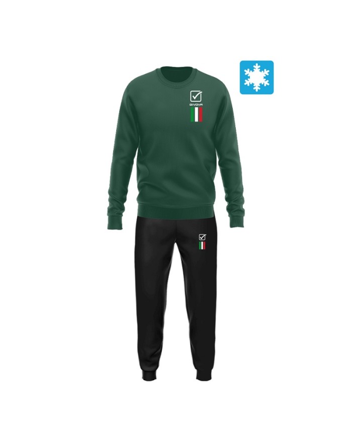 Tuta da Uomo ITALIA 100 Givova LIM01 Felpata Girocollo Verde Nero LIM011310 Tuta da Uomo ITALIA 100 Givova LIM01 Felpata Girocollo Verde Nero LIM011310