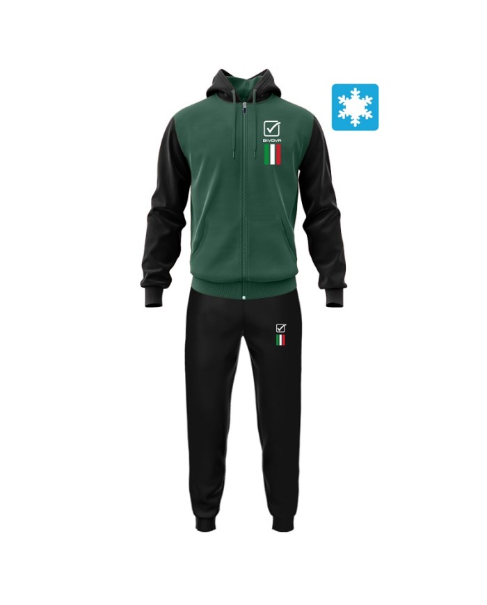 Tuta UOMO ITALIA 101 Givova LIM02 Felpata con Cappuccio Verde Nero LIM021310 Tuta UOMO ITALIA 101 Givova LIM02 Felpata con Cappuccio Verde Nero LIM021310
