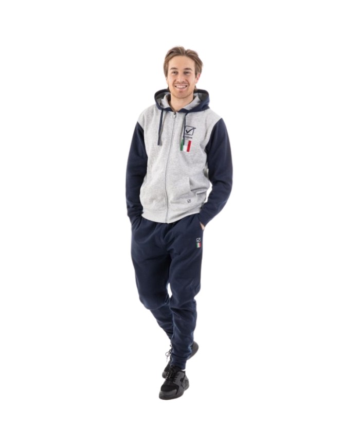 Tuta UOMO ITALIA 101 Givova LIM02 Felpata con Cappuccio Grigio Blu LIM024304 Tuta UOMO ITALIA 101 Givova LIM02 Felpata con Cappuccio Grigio Blu LIM024304