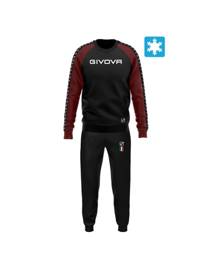 TUTA ITALIA UOMO 102 G/COLLO felpa CON BANDA NERO/GRANATA Tg. M