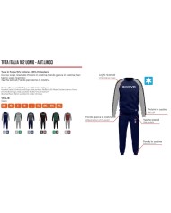 TUTA ITALIA UOMO 102 G/COLLO felpa CON BANDA NERO/GRANATA Tg. M