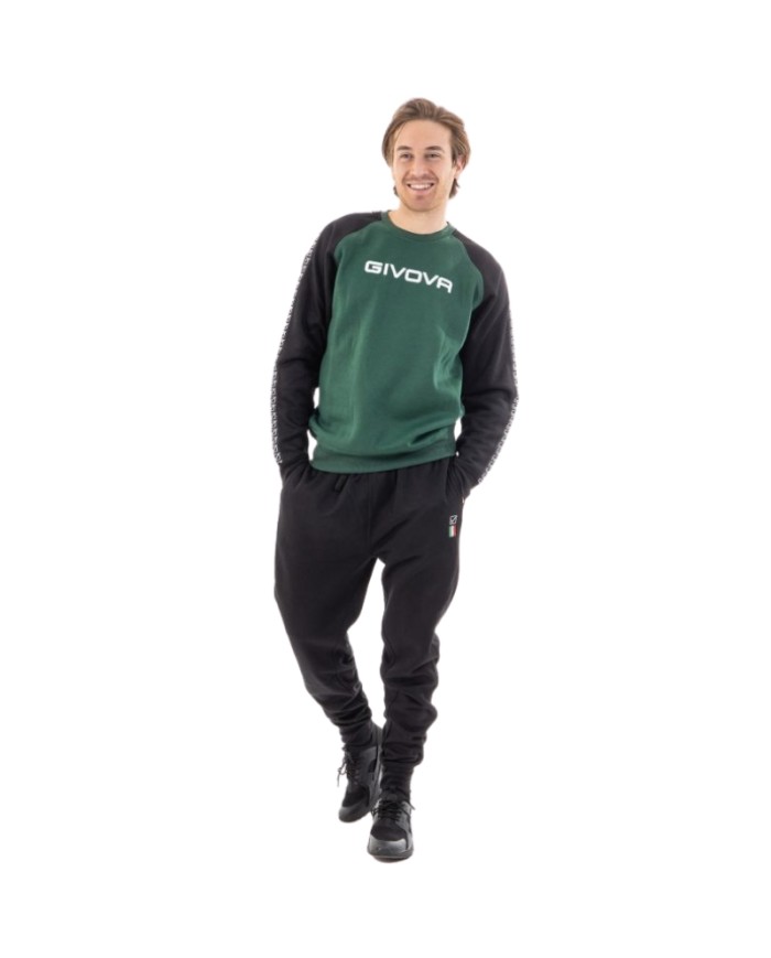 Tuta ITALIA 102 Givova LIM03 Felpa Garzata Verde Nero LIM031310