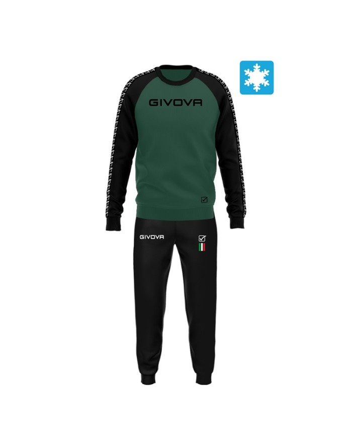 Tuta ITALIA 102 Givova LIM03 Felpa Garzata Verde Nero LIM031310