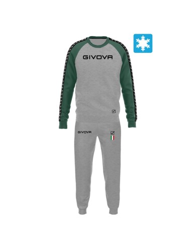 TUTA ITALIA UOMO 102 G/COLLO felpa CON BANDA GRIGIO MELANGE CHIARO/VERDE Tg. M TUTA ITALIA UOMO 102 G/COLLO felpa CON BANDA GRIGIO MELANGE CHIARO/VERDE Tg. M