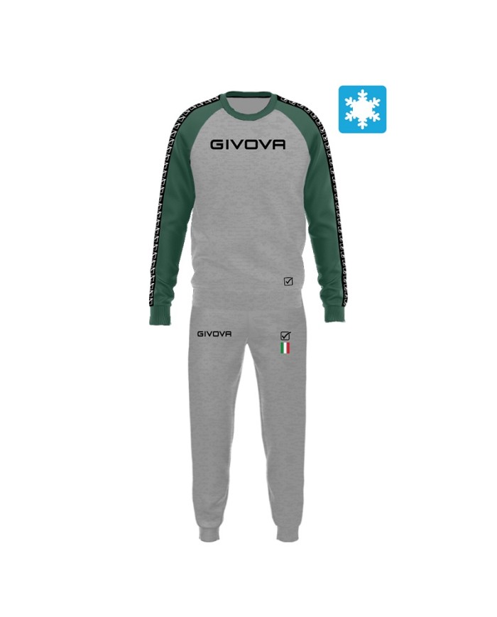 Tuta ITALIA 102 Givova LIM03 Felpa Garzata Grigio Chiaro Verde LIM034313