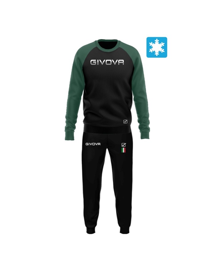 Tuta UOMO ITALIA 104 Givova LIM05 Girocollo Felpata Nero Verde LIM051013 Tuta UOMO ITALIA 104 Givova LIM05 Girocollo Felpata Nero Verde LIM051013