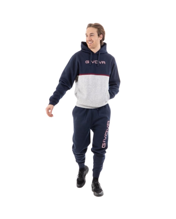 Tuta UOMO ITALIA 106 Givova LIM04 Felpata con Cappuccio Blu Grigio LIM060427 Tuta UOMO ITALIA 106 Givova LIM04 Felpata con Cappuccio Blu Grigio LIM060427