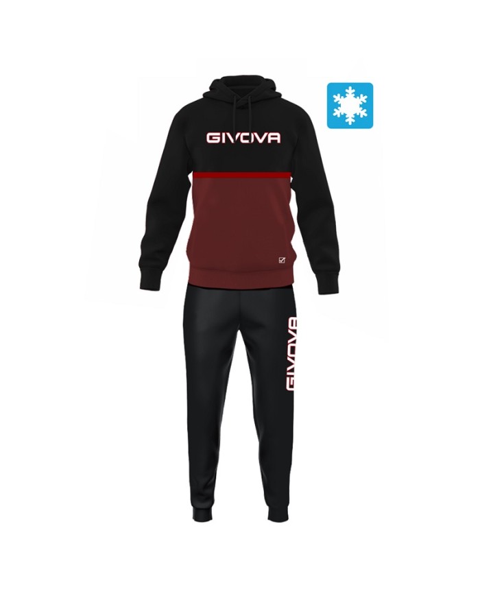 Tuta UOMO ITALIA 106 Givova LIM04 Felpata con Cappuccio Nero Granata LIM061008 Tuta UOMO ITALIA 106 Givova LIM04 Felpata con Cappuccio Nero Granata LIM061008