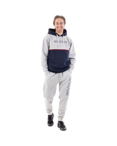 TUTA ITALIA 106 UOMO CON CAPP. BICOLORE IN FELPA GRIGIO CHIARO/BLU Tg. 2XL TUTA ITALIA 106 UOMO CON CAPP. BICOLORE IN FELPA GRIGIO CHIARO/BLU Tg. 2XL