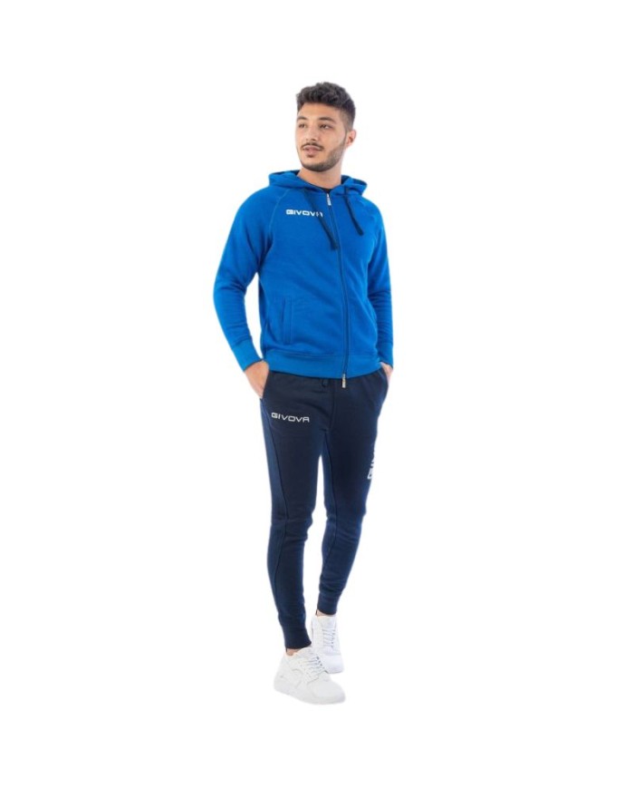 Tuta KING FELPA Givova Garzata con Cappuccio LF21 Unisex Azzurro Blu LF210204
