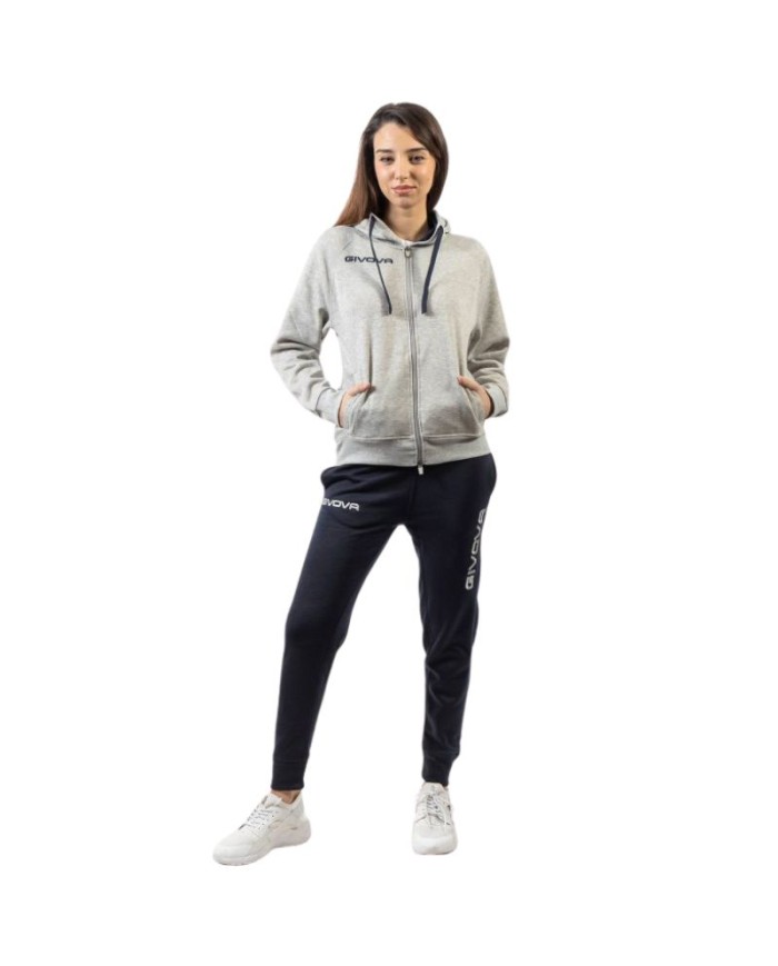 Tuta KING FELPA Givova Garzata con Cappuccio LF21 Unisex Grigio Blu LF210904