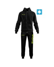 Tuta KING FELPA Givova Garzata con Cappuccio LF21 Unisex Nero Verde Fluo LF211034