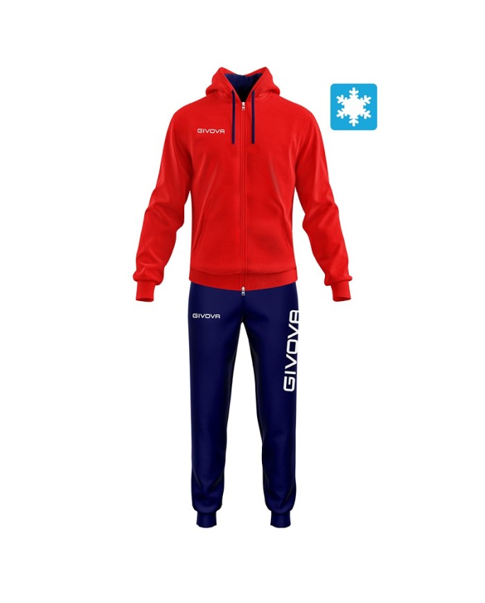 Tuta KING FELPA Givova Garzata con Cappuccio LF21 Unisex Rosso Blu LF211204