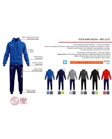 TUTA KING FELPA ROSSO/BLU Tg. XS