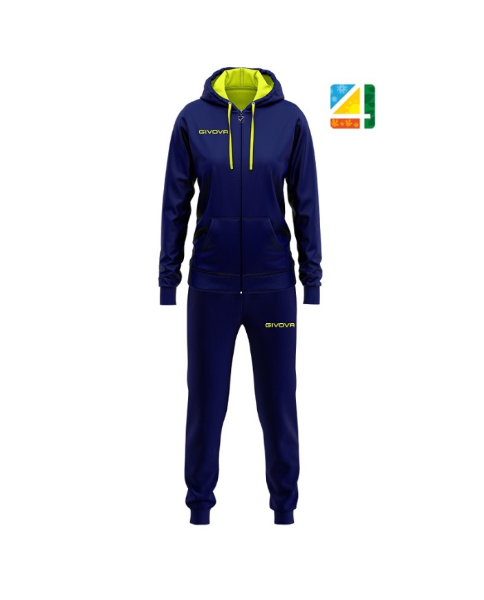 Tuta da Donna Givova LADY TR015 Fitness Sport Blu Giallo Fluo TR0150404