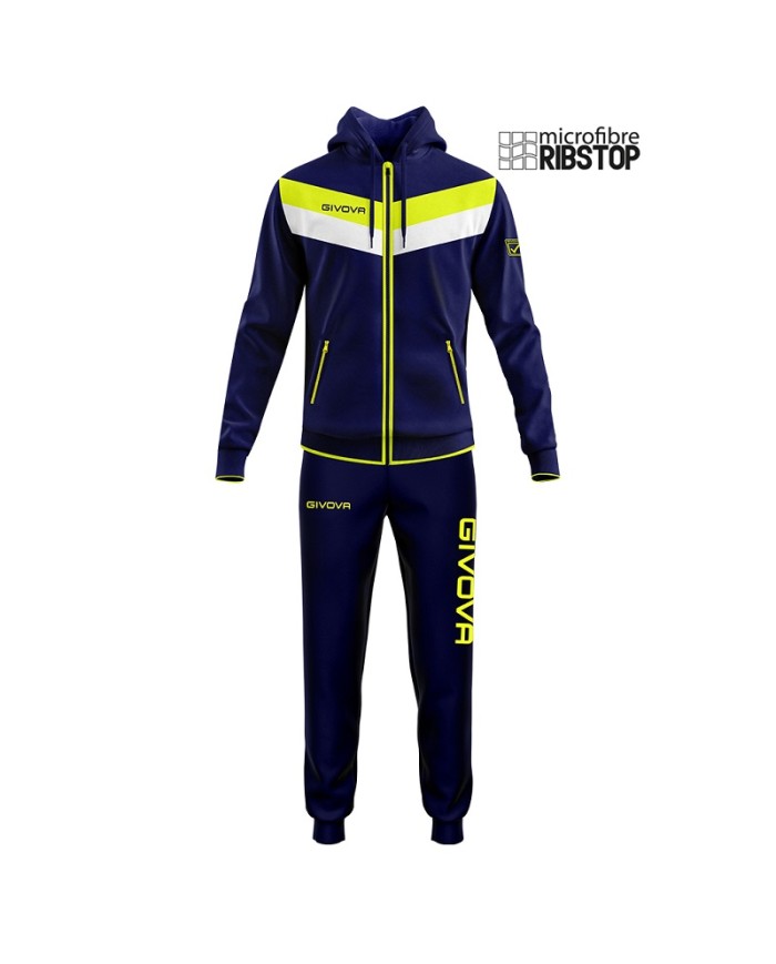 Tuta Givova MATADOR MICROFIBRA TR020 Unisex con Cappuccio Blu Giallo Fluo TR0170419