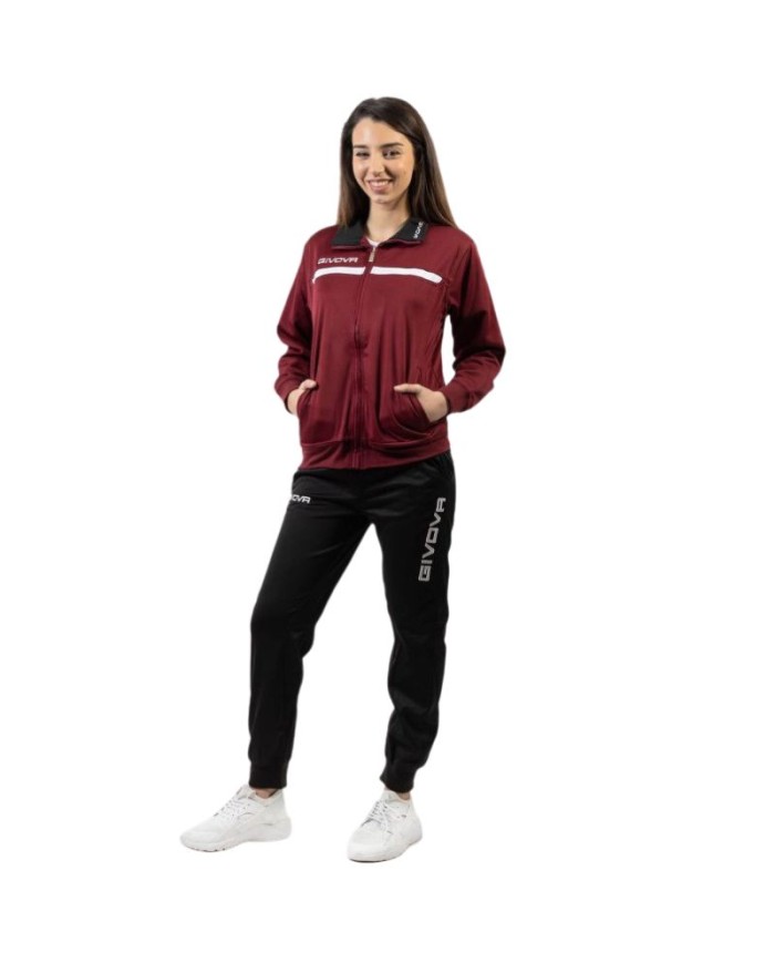 Tuta Givova ONE FULL ZIP POLAREFLEECE TT012 Unisex Granata Nero TT0120810