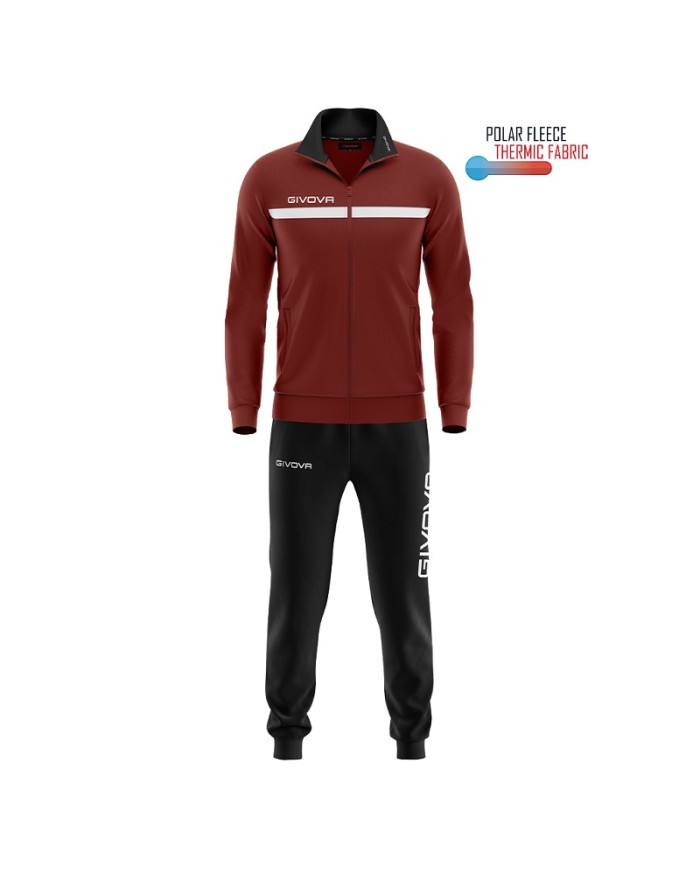 Tuta Givova ONE FULL ZIP POLAREFLEECE TT012 Unisex Granata Nero TT0120810