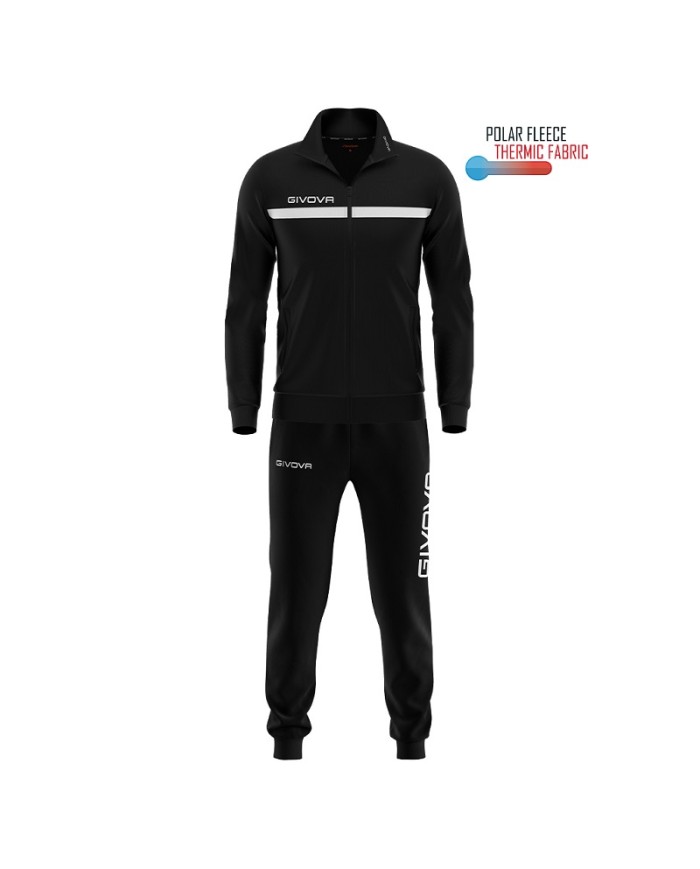 Tuta Givova ONE FULL ZIP POLAREFLEECE TT012 Unisex Nero Bianco TT0121003