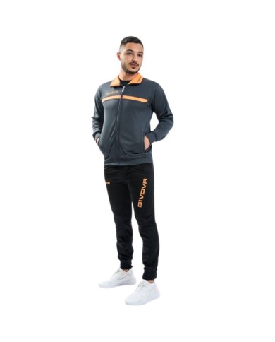 TUTA GIVOVA ONE FULL ZIP POLARFLEECE GRIGIO SCURO/ARANCIO FLUO Tg. 2XL TUTA GIVOVA ONE FULL ZIP POLARFLEECE GRIGIO SCURO/ARANCIO FLUO Tg. 2XL