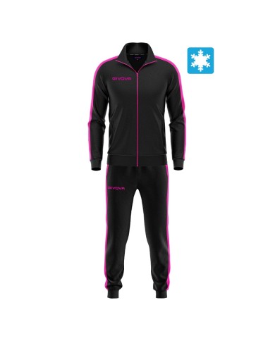 Tuta REVOLUTION FELPA Givova TR034S Junior Sport Fitness Nero Fuxia TR034S1006