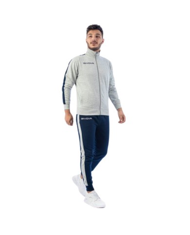 Tuta REVOLUTION FELPA Givova TR034S Unisex Sport Fitness Grigio Blu TR034S4304 Tuta REVOLUTION FELPA Givova TR034S Unisex Sport Fitness Grigio Blu TR034S4304