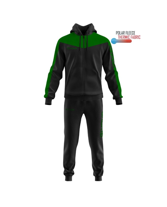 Tuta ROMA Givova Micropile con Cappuccio TT013 Unisex Nero Verde TT0131013