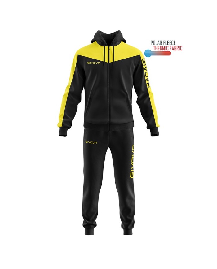 Tuta ROMA Givova Micropile con Cappuccio TT013 Unisex Nero Giallo TT0131007