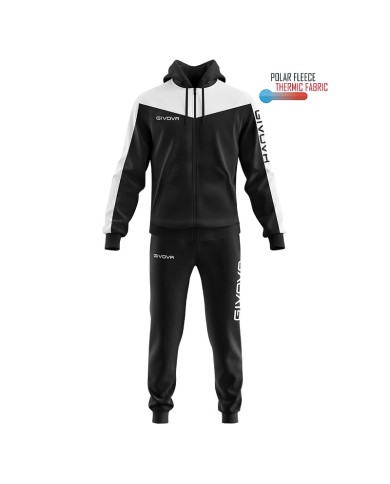 Tuta ROMA Givova Micropile con Cappuccio TT013 Unisex Nero Bianco TT0131003 Tuta ROMA Givova Micropile con Cappuccio TT013 Unisex Nero Bianco TT0131003
