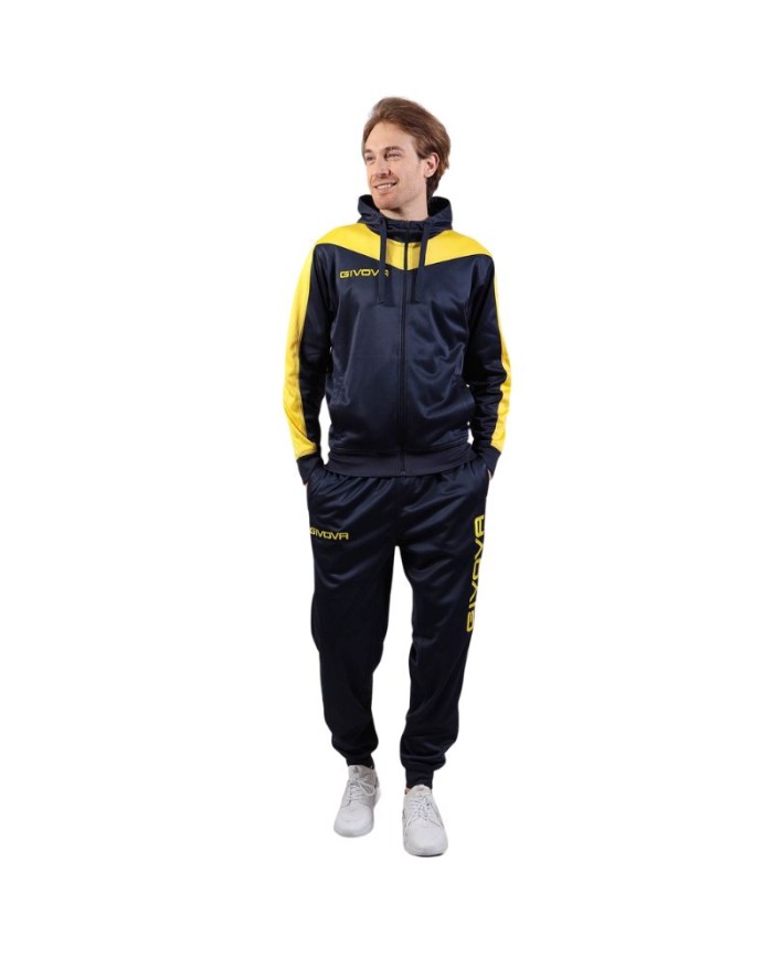 Tuta ROMA Givova Micropile con Cappuccio TT013 Unisex Blu Giallo TT0130407