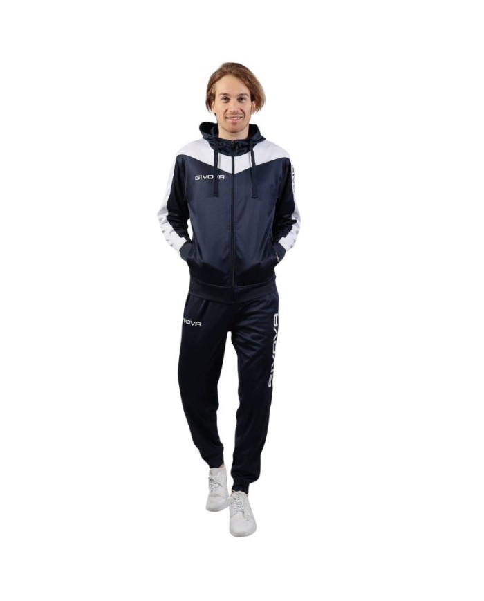 Tuta ROMA Givova Micropile con Cappuccio TT013 Unisex Blu Bianco TT0130403