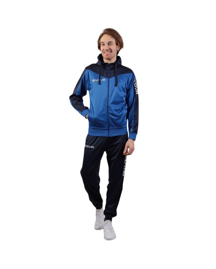 Tuta ROMA Givova Micropile con Cappuccio TT013 Unisex Azzurro Blu TT0130204