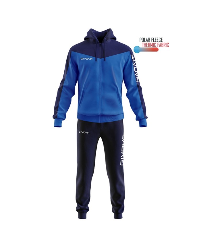 Tuta ROMA Givova Micropile con Cappuccio TT013 Unisex Azzurro Blu TT0130204