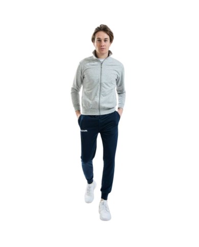 TUTA SCUOLA COTONE TERRY GRIGIO  MELANGE CHIARO/BLU Tg. 2XS