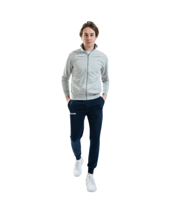 Tuta Givova SCUOLA COTONE TERRY Grigio Chiaro Blu LF30 Fitness Sport LF304304